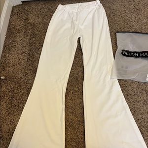 White flare pants